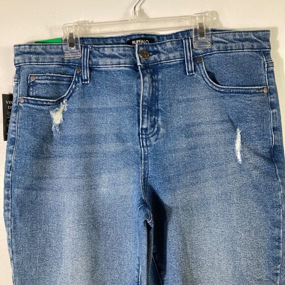Womens Buffalo Jayme Jeans Mid Rise Straight Raw Hem Blue 12 NWT - Picture 3 of 8